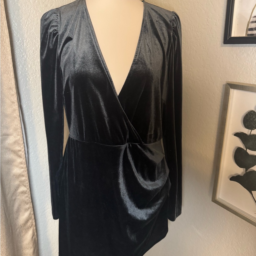 Elegant charcoal Velvet Dress